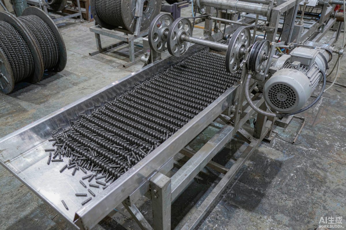 Automated line collating roofing nails into coils for pneumatic tools