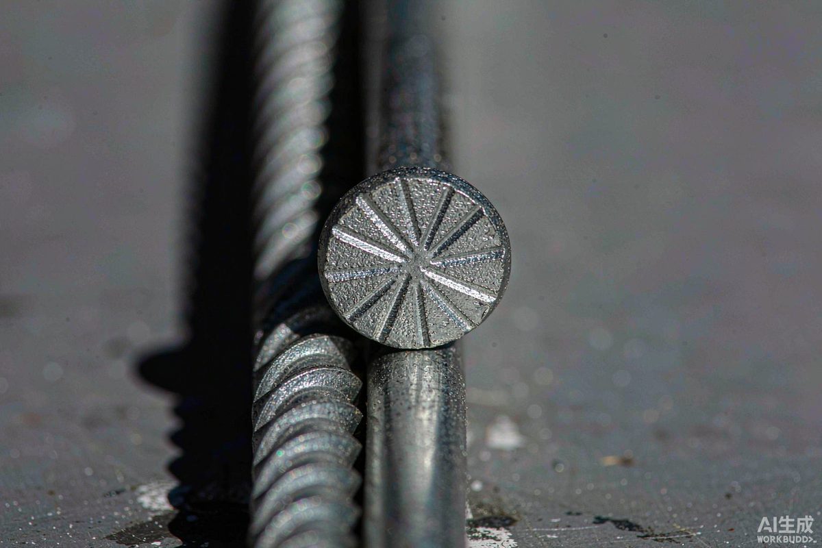 Close-up of smooth versus fluted shank concrete nails
