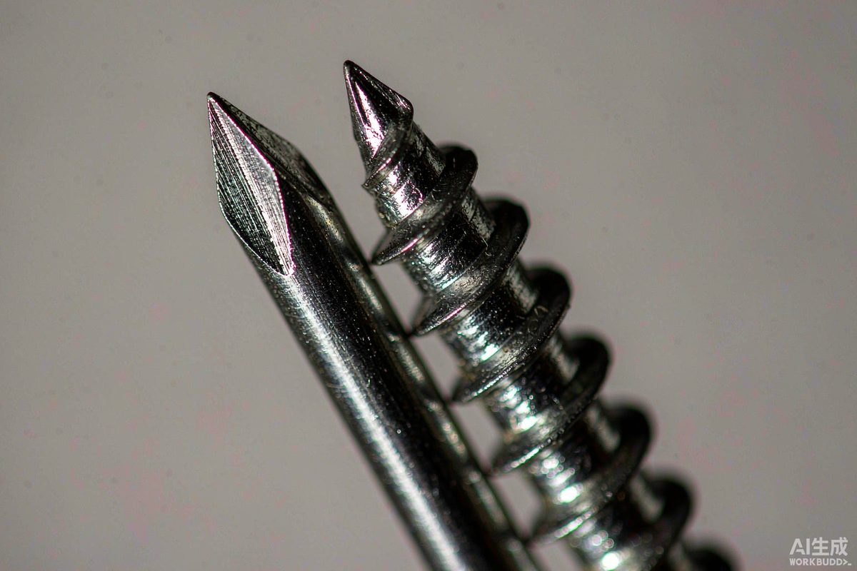 Close-up comparison of a smooth shank and a ring shank nail